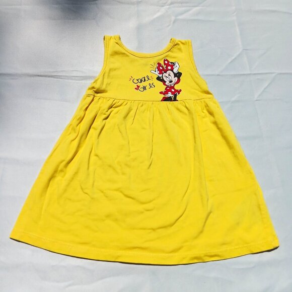 Disney Minnie Mouse Cool Girls Yellow A-Line Tank Dress Baby Toddler 12-18 Month - Picture 2 of 6